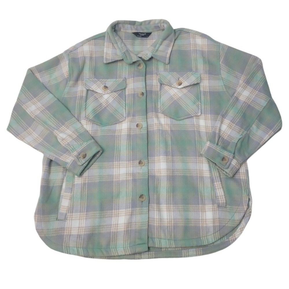 NWT Member's Mark Relaxed Fit Women's Shacket Green Plaid XS